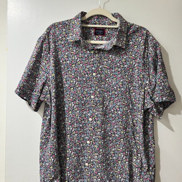 🌿 UNTUCKit Garganega Men's Navy Floral Short Sleeve Button-Up Shirt - XL - Picture 6 of 9